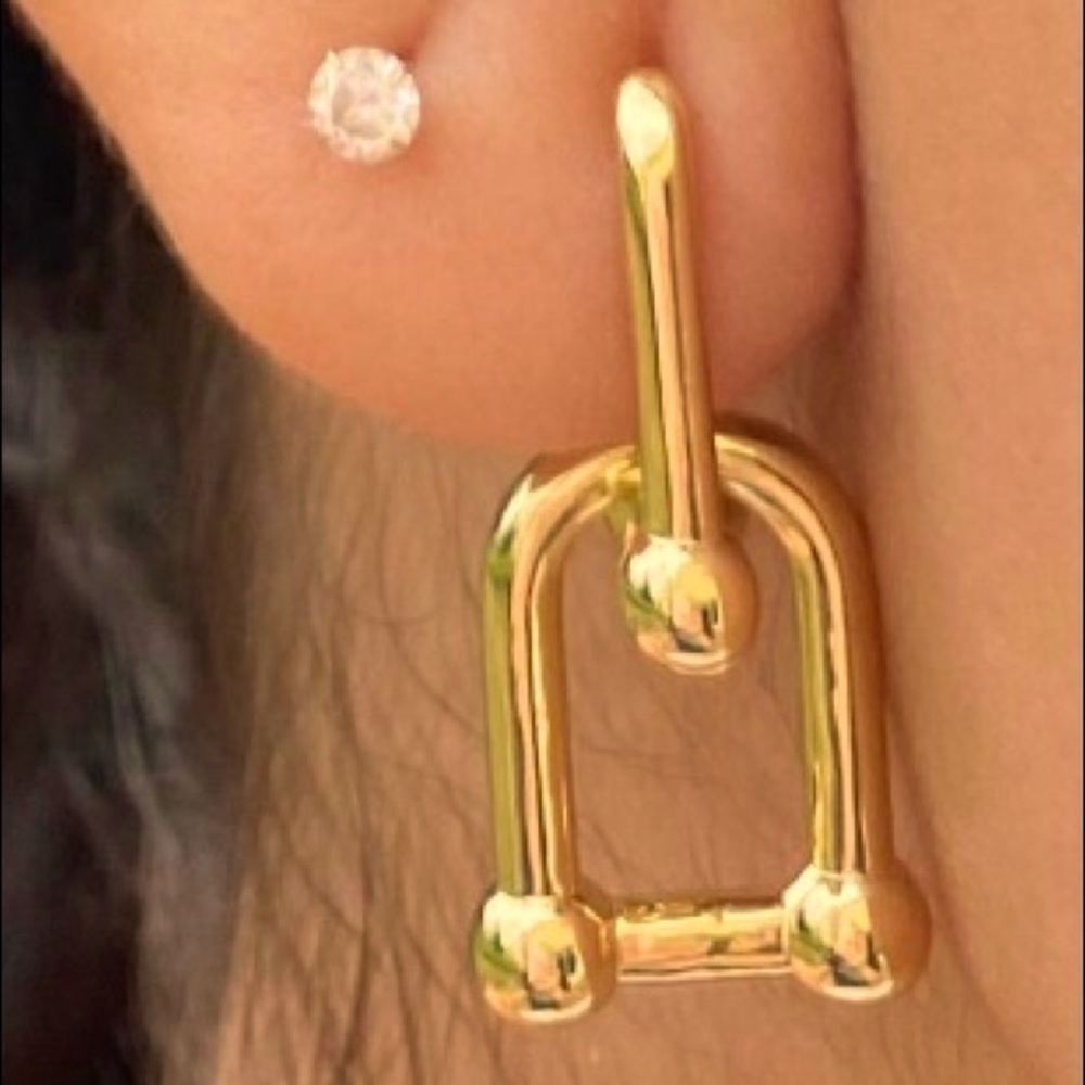 NEW Luxury 18 kt Gold Filled U-Link Hsrdwear Earring In GOLD or SILVER !